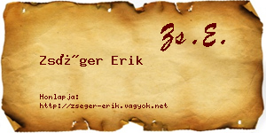 Zséger Erik névjegykártya